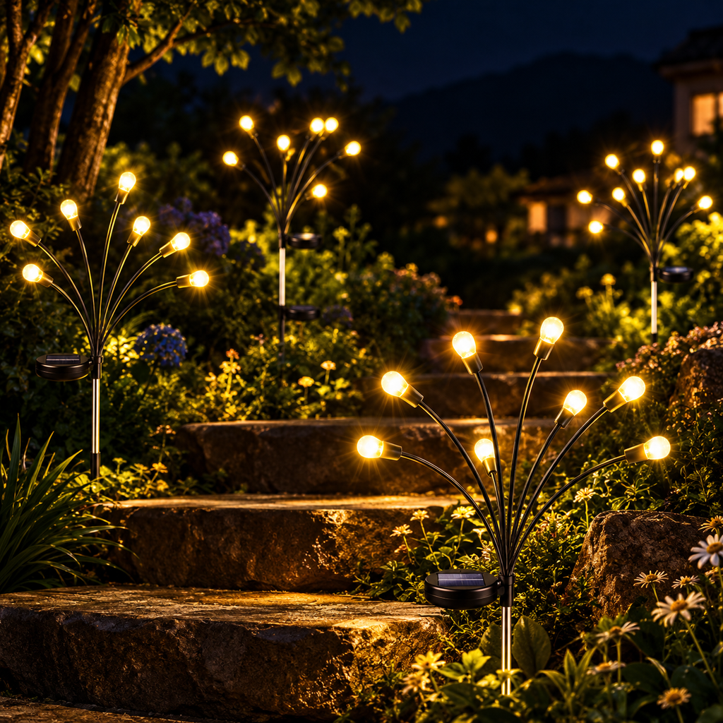 Solar Firefly Lights Outdoor, Wind-Swaying Ground Stake Lights for Garden Yard Patio, Decorative Butterfly Pathway Landscape Lights