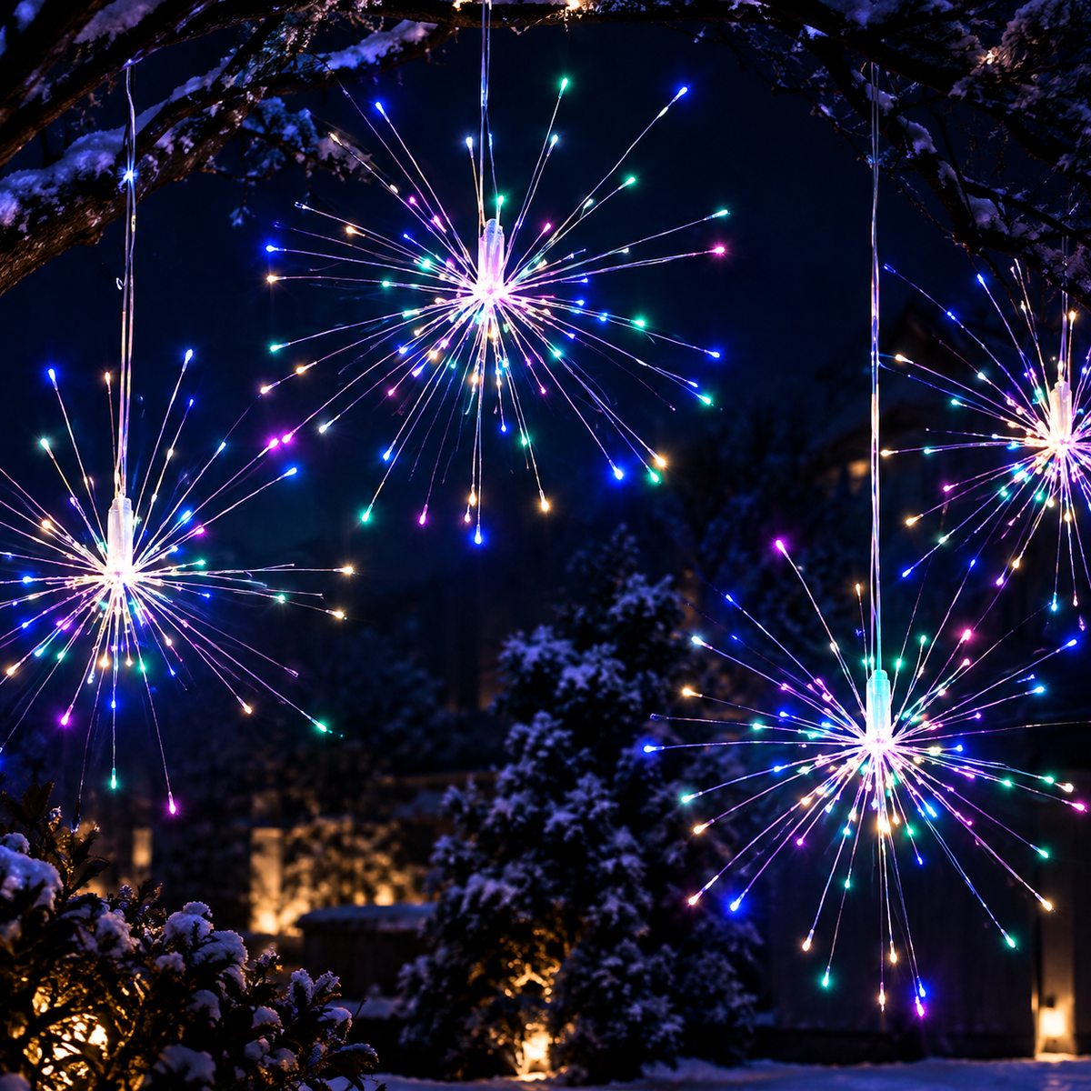 Remote Control Firework Lights, LED String Lights for Indoor & Outdoor, Waterproof Decorative Hanging Lights for Ambiance & Party