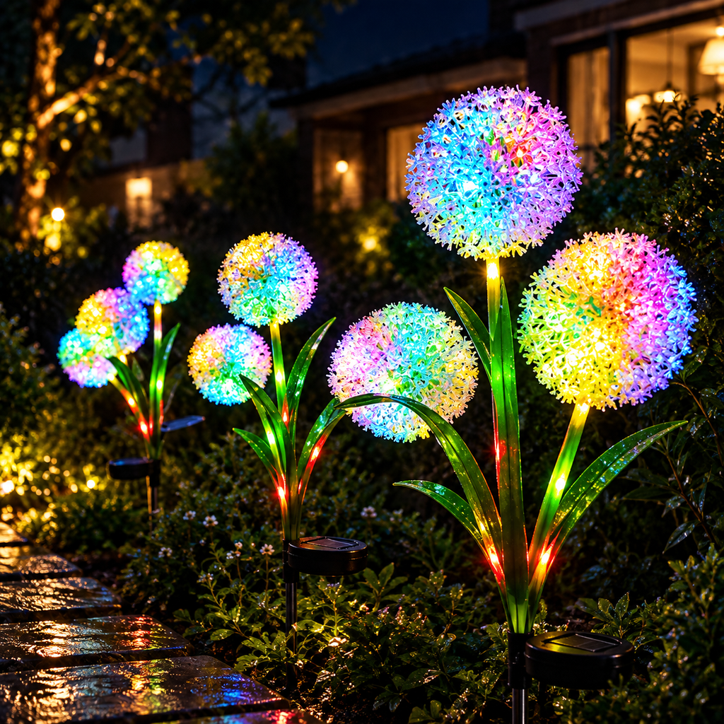 Solar LED Dandelion Garden Stake Light-3-Light Head