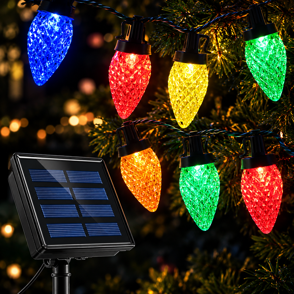 Solar String Lights Outdoor, Waterproof LED Decorative Lights for Garden Yard Patio, Christmas Tree & Holiday Fairy Lights
