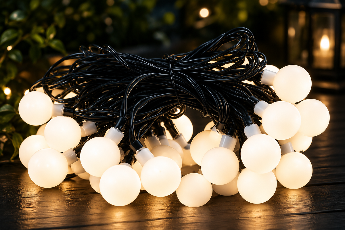 Frosted Globe String Lights Outdoor, Waterproof Decorative Fairy Lights for Camping, Patio, Garden, Festival & Party Ambiance