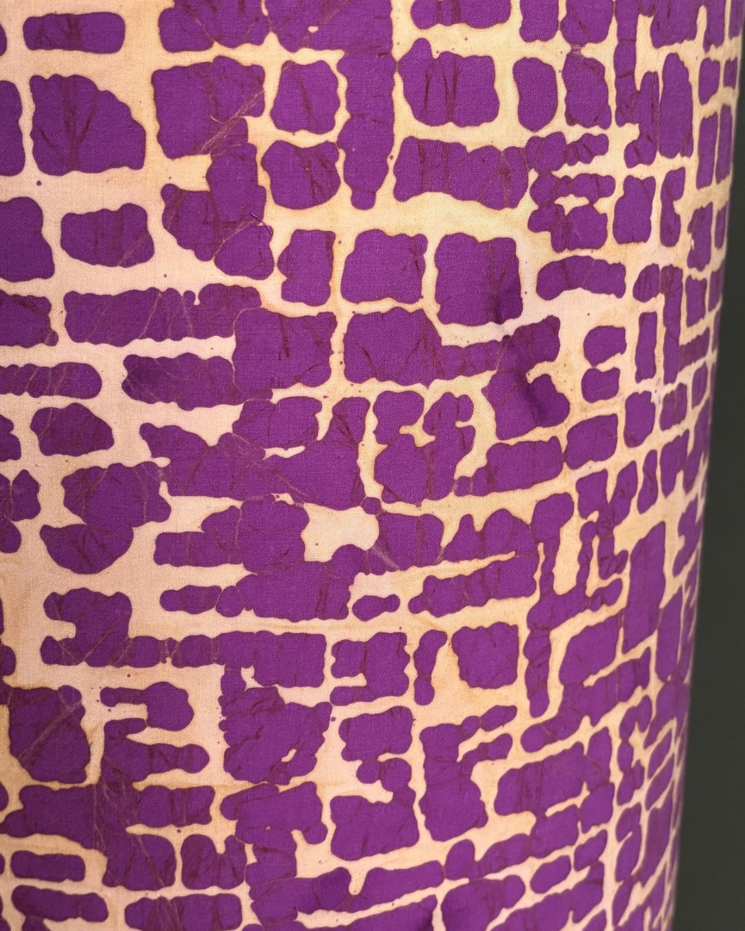 Handcrafted Ceramic Table Lamp with Emerald Green Base & Artistic Purple Pattern Shade