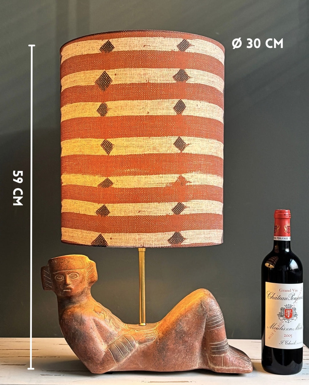 Vintage Ceramic Sculptural Table Lamp with Handcrafted Figure Base – Artistic Bohemian Accent Lighting for Modern Interiors