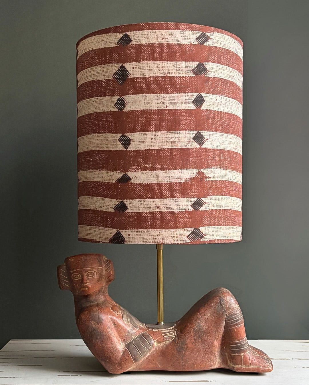 Vintage Ceramic Sculptural Table Lamp with Handcrafted Figure Base – Artistic Bohemian Accent Lighting for Modern Interiors
