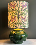 Vintage Tiger Ceramic Table Lamp with Botanical Pattern Shade – Handcrafted Statement Lighting for Elegant Interiors