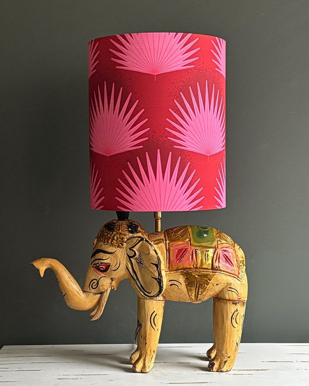 Vintage Elephant Ceramic Table Lamp with Handcrafted Shade – Eclectic Statement Lighting for Stylish Interiors