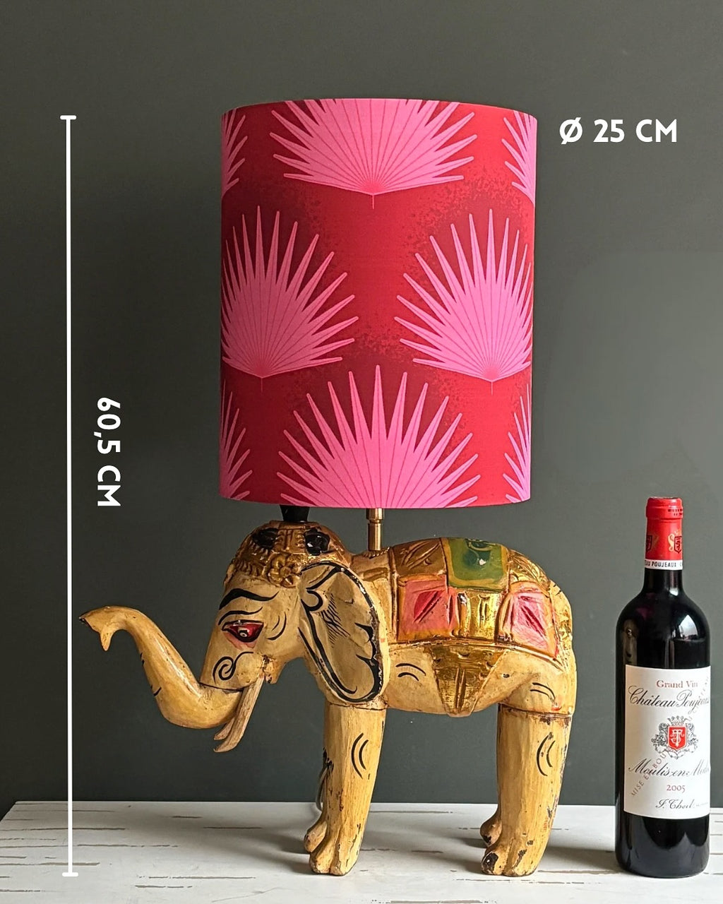 Vintage Elephant Ceramic Table Lamp with Handcrafted Shade – Eclectic Statement Lighting for Stylish Interiors
