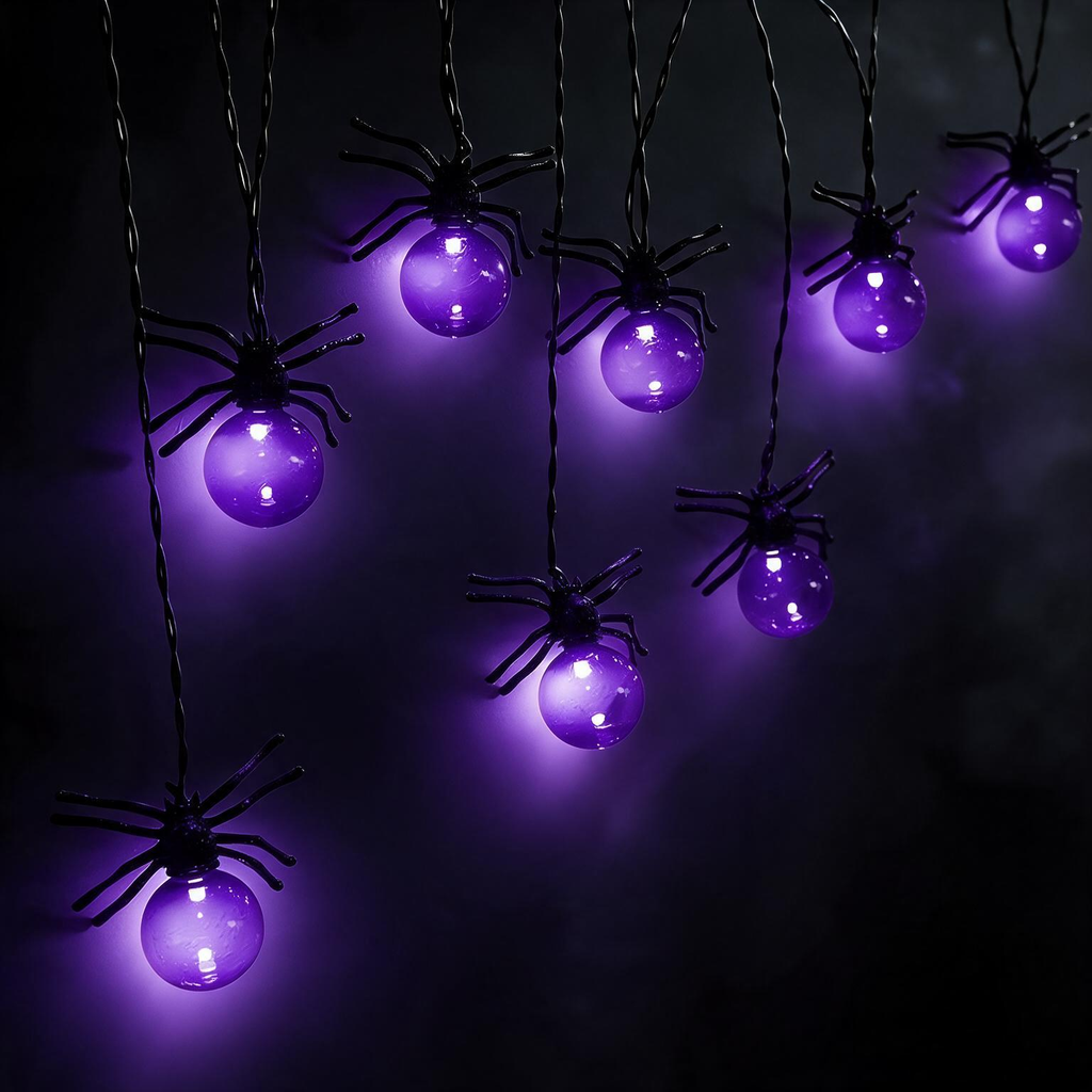 LED Spider String Lights - Halloween Yard & Party Decoration