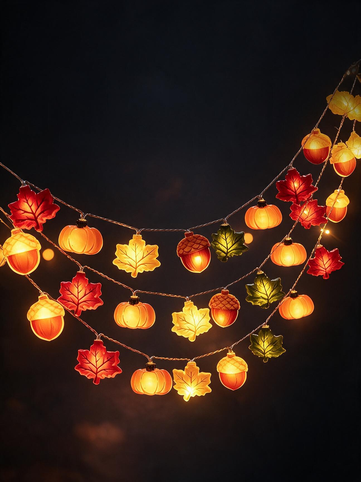 LED Maple Leaf Pinecone Pumpkin String Lights